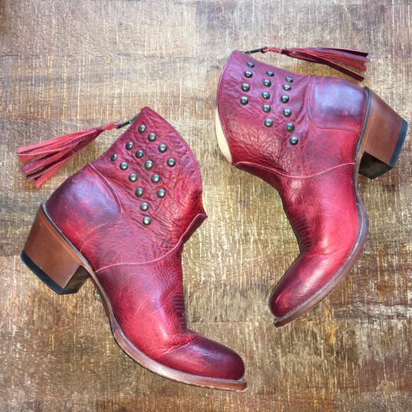 Shyanne Stud Western Fashion Boots Womens 9 B Red Leather Tassel Cowgirl BBW209 - Picture 7 of 10